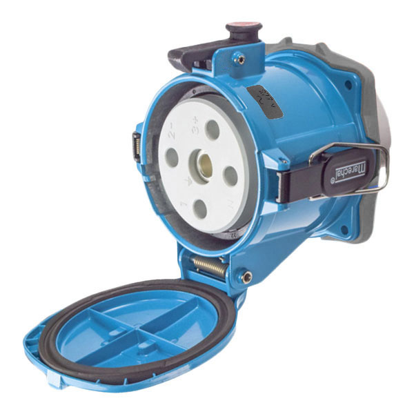 37-24045 - DS200 RECEPTACLE METAL BLUE SIZE 6 TYPE 3R 1P+N+G 200A 277 VAC 60 Hz NO AUX